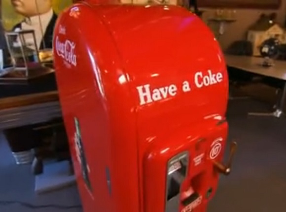 Coke machine in red on the show Auction Hunters.