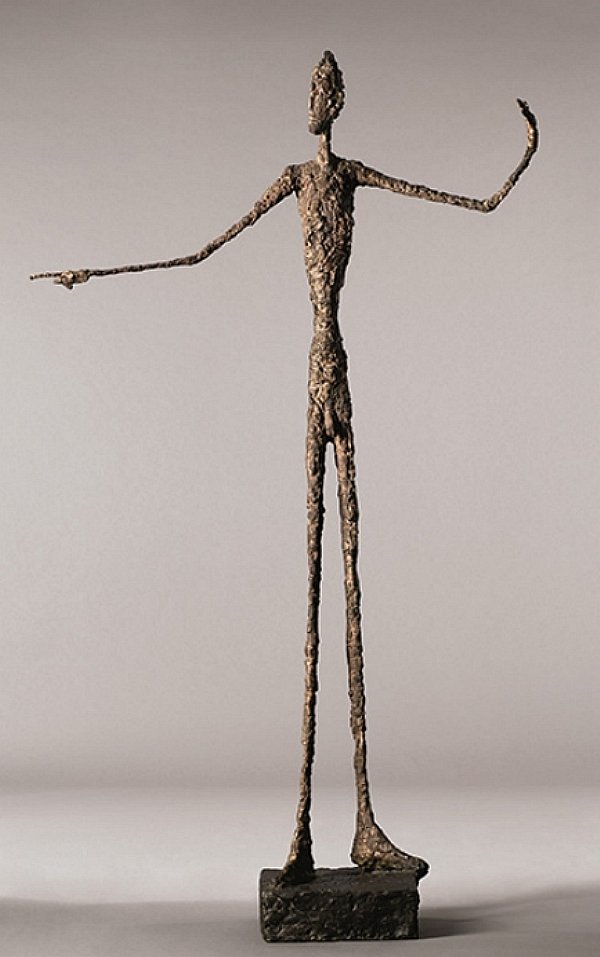 Alberto Giacometti, L`Homme au doigt, Pointing Man sculpture sold at auction.