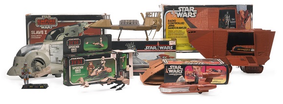 Five Star Wars toy vehicles.