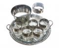 Silver and glass set with platter owned by Don Draper, items sold at Mad Men auction.