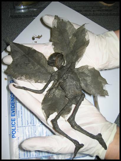 Dark gray figure of a skelton fake fairy with wings sold on eBay auction.