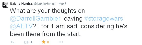 Nabila Hannis tweets she is sad that Darrell Sheets quits.