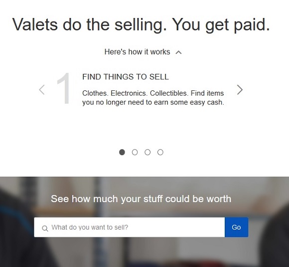 Valet page on eBay.